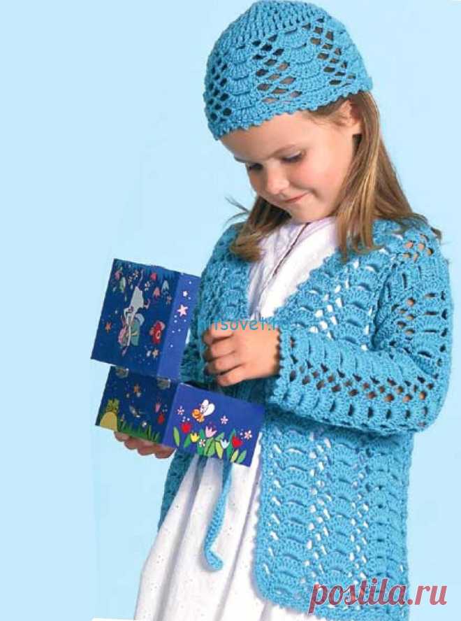 Вязание для девочки жакета и шапочки