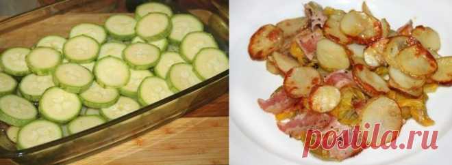 Рецепт дня — Картофель с беконом и кабачками