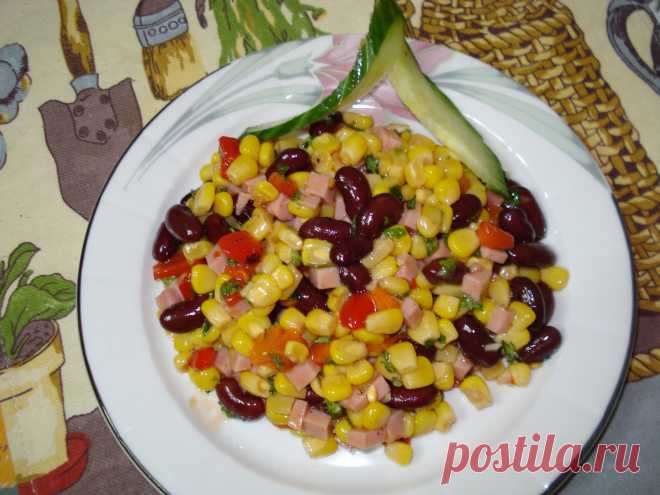 Салат с фасолью и кукурузой- пошаговый рецепт с фото видео | Рецепт салата