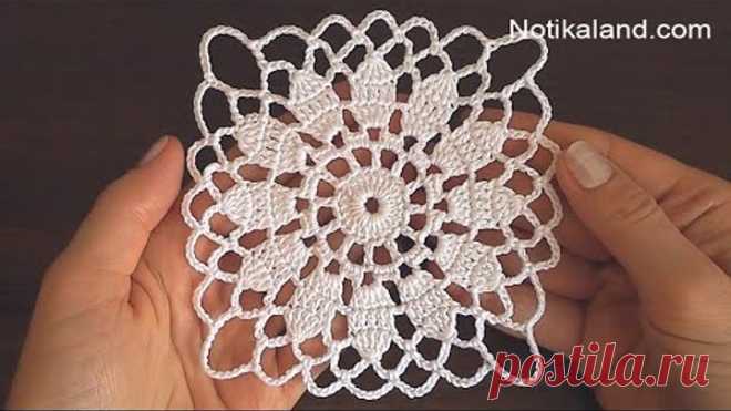 Crochet Easy Flower Square Motif #3