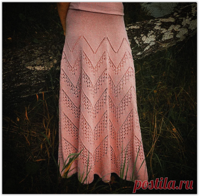 Нежная ажурная юбка с зигзагами спицами - идеально на весну и лето!