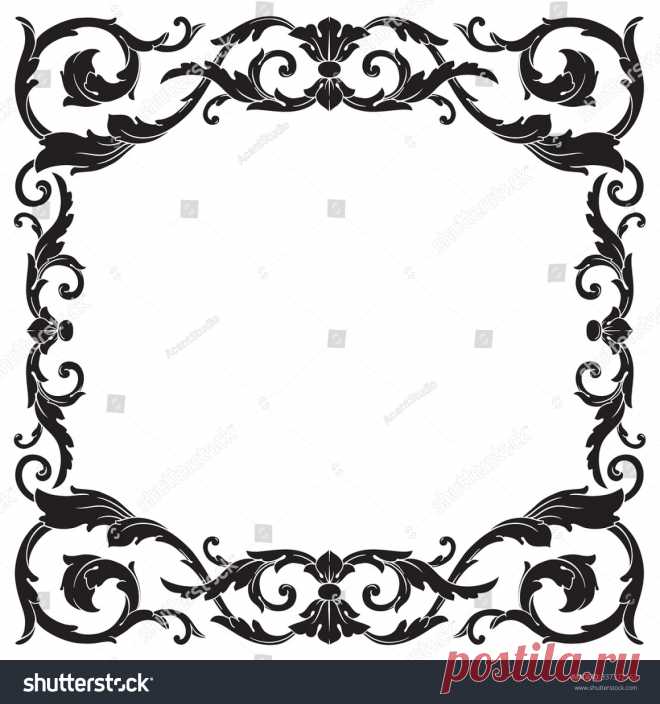 Стоковая векторная графика «Vintage Baroque Frame Scroll Ornament Engraving» (без лицензионных платежей), 337372163: Shutterstock