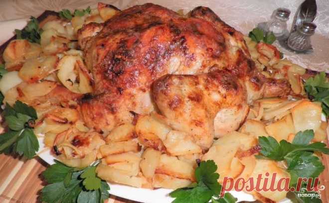 Курица с картофелем в духовке - пошаговый кулинарный рецепт на Повар.ру
