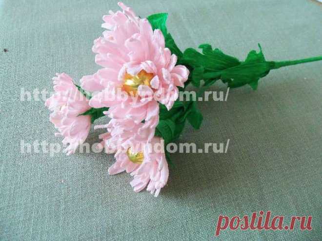МК. Кустовая хризантема для букета из конфет ХОББИн ДОМ