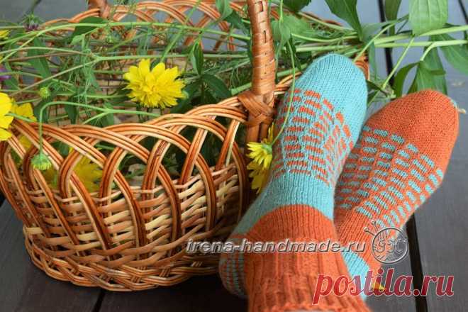 Носки со спиральной пяткой «Кантри» (вязание, схемы, фото и видео) - Irena Handmade