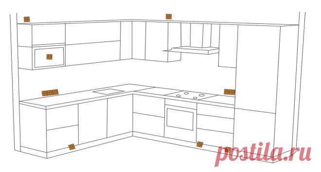 Правильное размещение розеток на кухне
