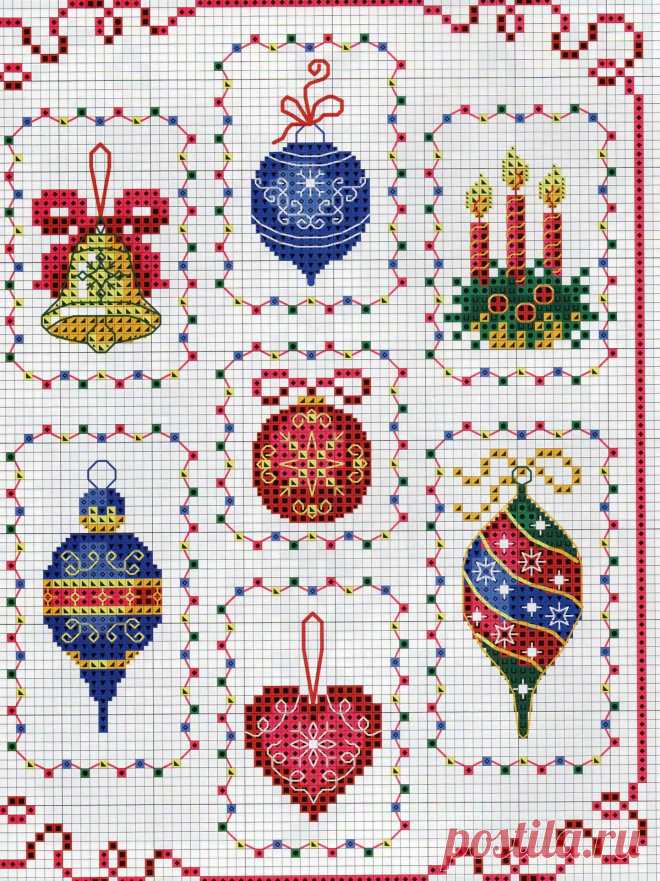 SCHEME FOR CROSS STITCH "Christmas balls". Step-by-step scheme | Laboratory household