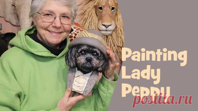 Painting Lady Peppy - Yes, I Finally Finished My Downton Abbey Shih Tzu Sculpture • Ultimate Paper Mache Painting Lady Peppy, my sculpture of my stepmother's Shih Tzu, dressed up in an outfit borrowed from Lady Edith in the Downton Abbey TV series.