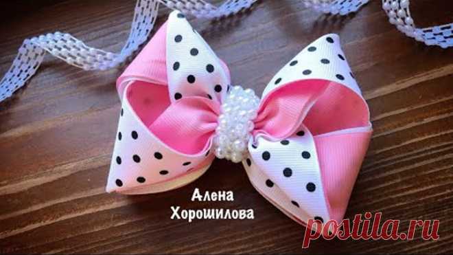 Бантики из репсовых лент МК Канзаши Алена Хорошилова tutorial diy ribbon bow kanzashi из репса