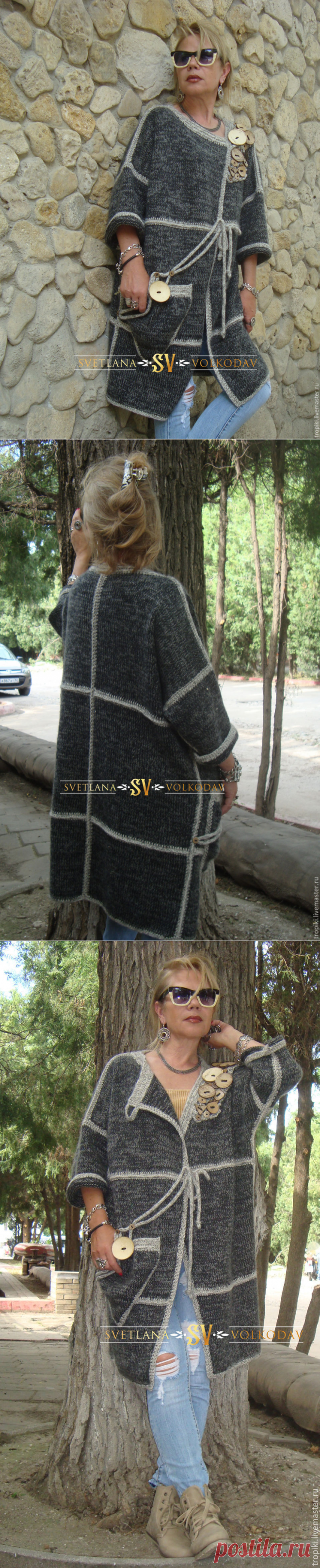 Пальто вязаное с пуговицами авторское – купить в интернет-магазине на Ярмарке Мастеров с доставкой - 9CE3TRU | Керчь.Идеи.