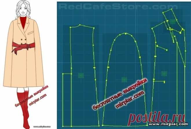 Бесплатные выкройки кейпа в деловом стиле с пиджачным воротником и двубортной застежкой