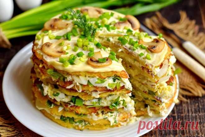 Закусочный картофельный торт с начинкой | Рецепты салатов и вкусняшек | Дзен
