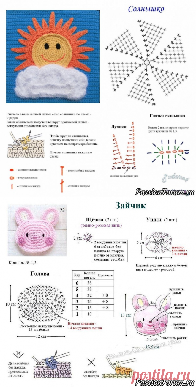 Вязаные аппликации крючком (интернет)