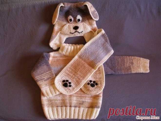 Шапочка, шарф и пуловер - вяжем детский комплект Комплект 