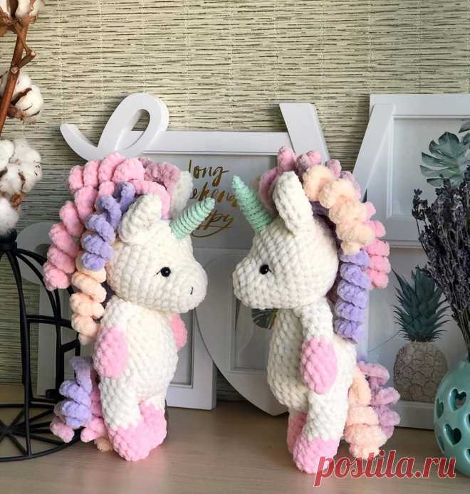 PDF Единорожка крючком. FREE crochet pattern; Аmigurumi doll patterns. Амигуруми схемы и описания на русском. Вязаные игрушки и поделки своими руками #amimore - плюшевый единорог, единорожка из плюшевой пряжи.