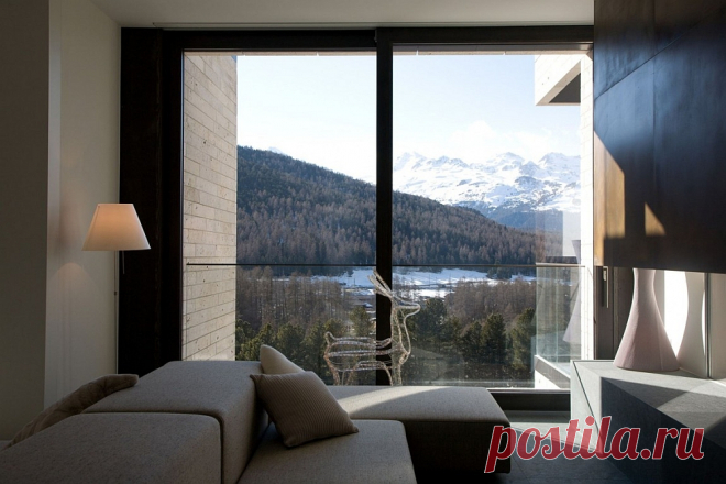 Шикарные минималистские апартаменты с потрясающим видом на Швейцарские Альпы