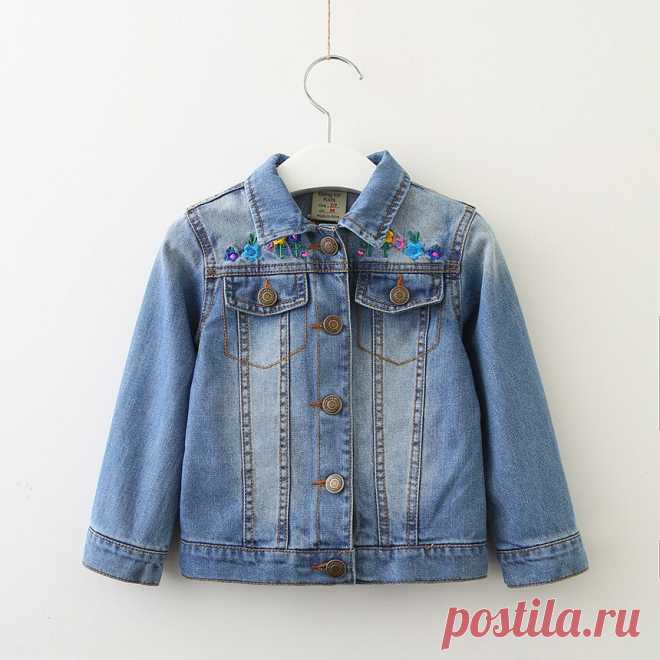 Sunshine & lluvioso niñas Denim Floral bordado chaquetas abrigos de dibujos animados primavera moda prendas de abrigo para Niñas Ropa de manga larga para niños-in Chaquetas y abrigos from Madre y niños on AliExpress