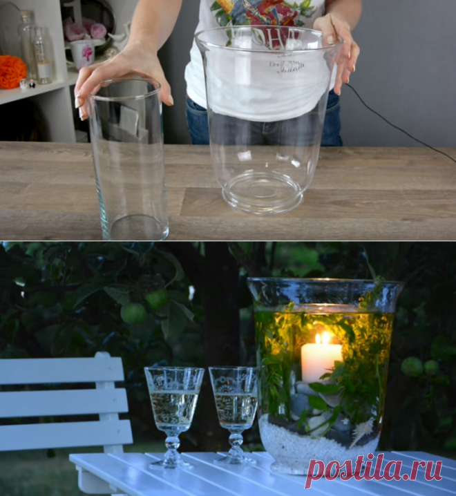 Женщина ставит свечку в стеклянную вазу и заливает все водой. Вы ахните, увидев результат!