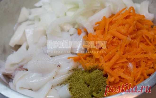 Кальмары в банке в духовке с луком и морковкой, рецепт с фото | Все Блюда