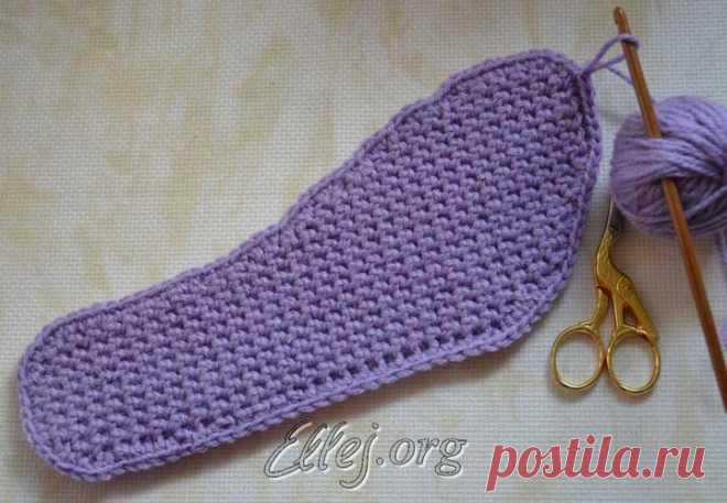 Подошва крючком плотным полотном | Crochet by Ellej | Вязание крючком от Елены Кожухарь