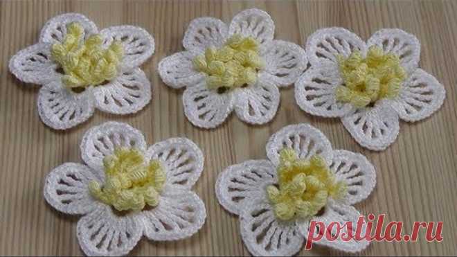 Вязаный цветок крючком - урок вязания крючком Crochet flower Tutorial