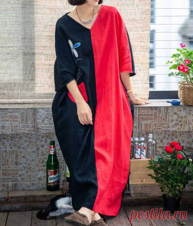 Women Linen maxi dress dress with pockets Linen robe | Etsy