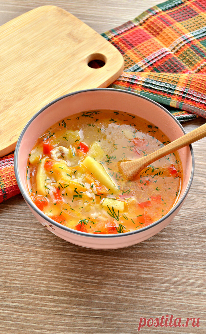 Рисовый суп с курицей и перцем рецепт с фото пошагово