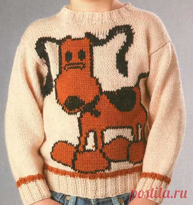 Детский пуловер с собаками.