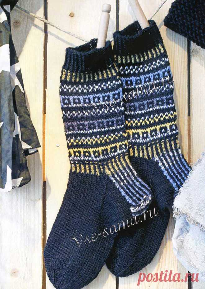 Мужские носки с орнаментом - Носки, тапочки для мужчин спицами