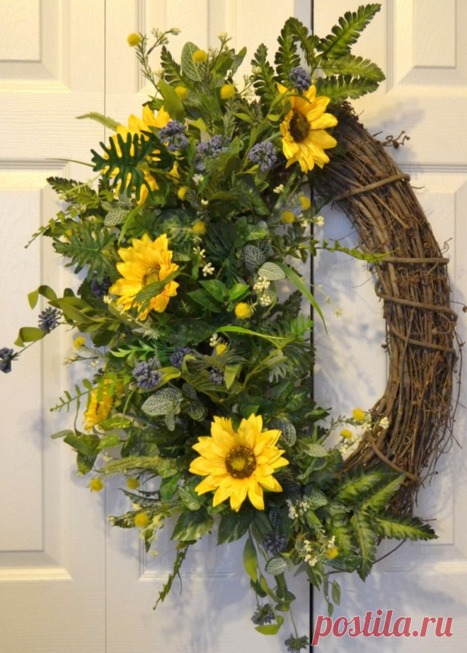 ON SALE Sunflower Wreath, Home Living, Home Decor, Wreath Hanger, Summer…