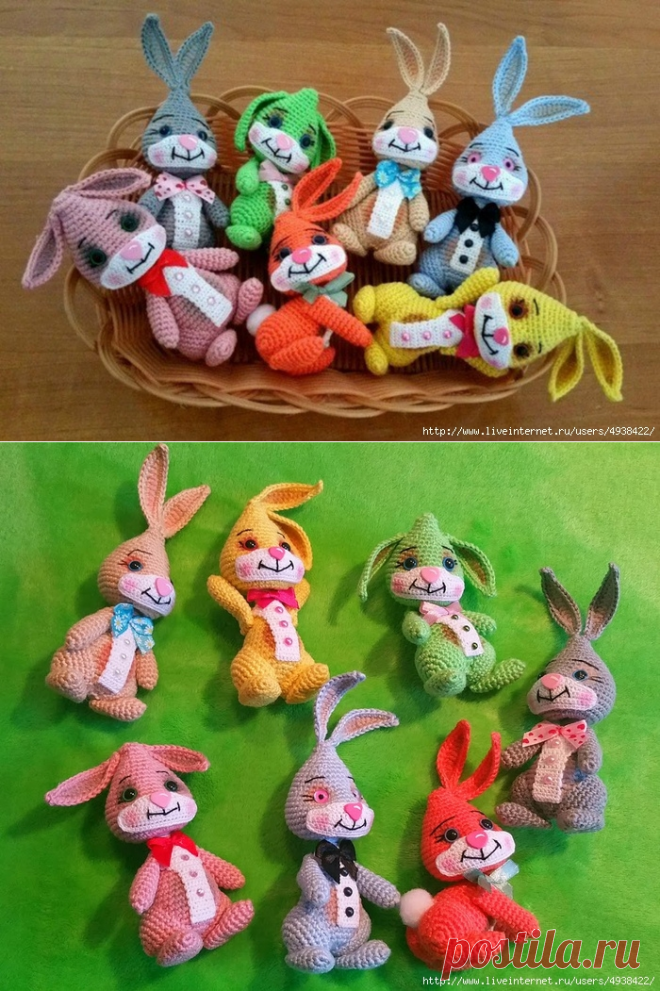 Разноцветные зайчики. litle Bunnys by CrochetArtDesign.