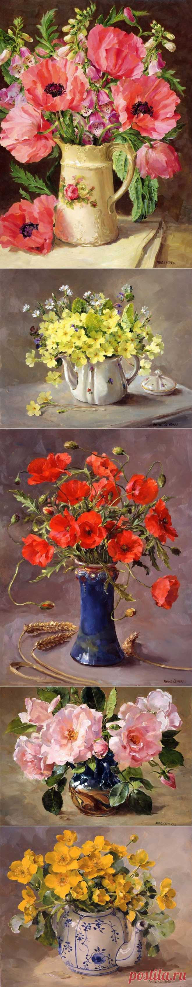 Anne Cotterill (British, 1933-2010). Цветочные натюрморты