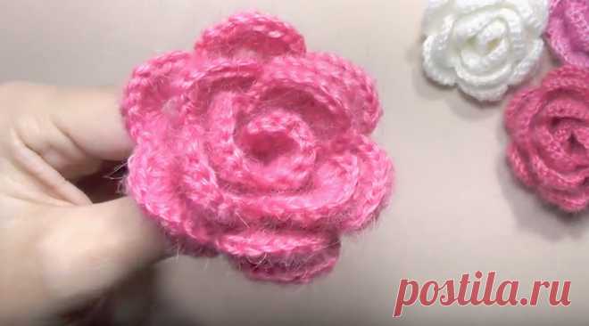 Объёмная роза крючком (Вязаные цветы) | Журнал Вдохновение Рукодельницы