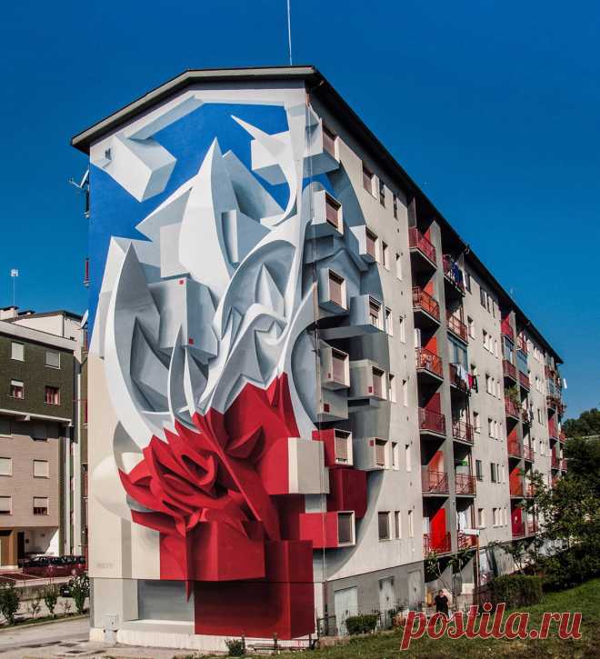 Итальянский художник создаёт трёхмерные фрески, визуально изменяющие пространство города
