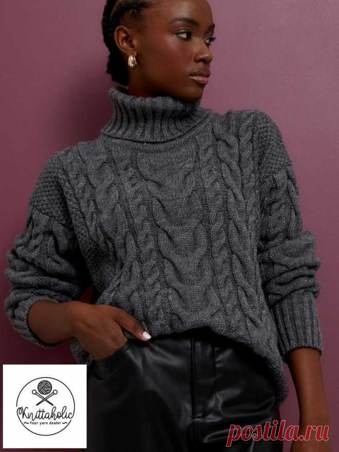 Большая подборка вязаных свитеров серого цвета со схемами | Вязание спицами LenkomKnit | Дзен