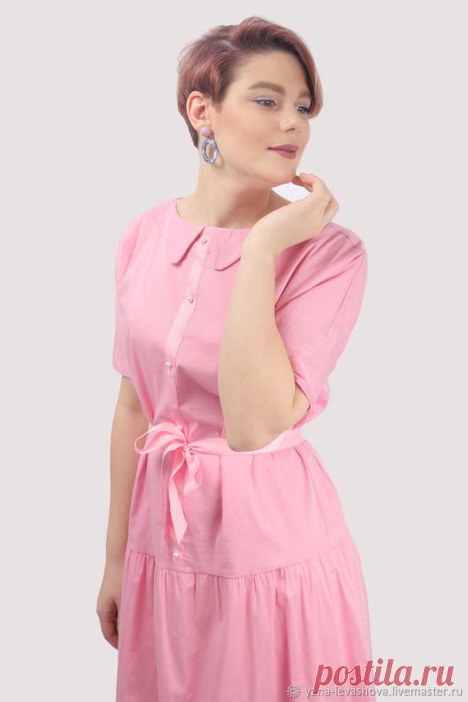 Платье розовое с жемчужными пуговицами рубашка длинное хлопок – купить на Ярмарке Мастеров – LOP88RU | Платья, Москва