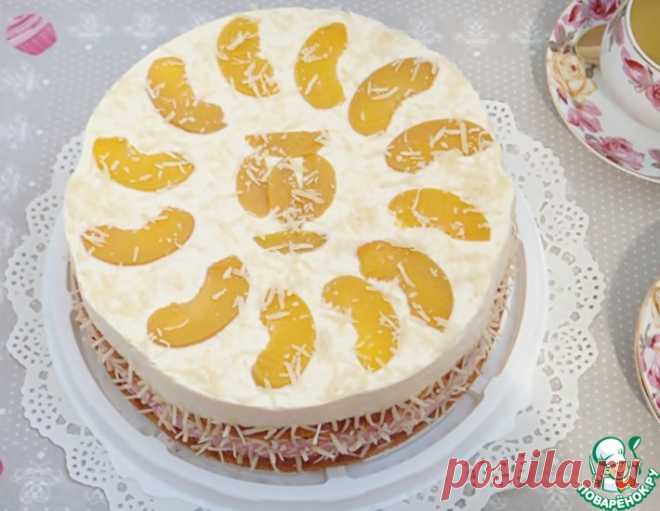 Малиново-персиковый торт с творожным кремом – кулинарный рецепт
