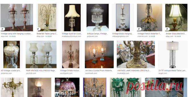 vintage table lamp with hanging crystals - Google Search