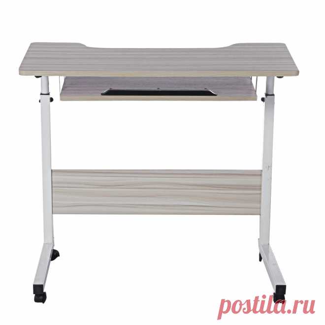 Mobile Rolling Computer Laptop Desk Bedside Workstation Height Adjustable Table - US$119.99