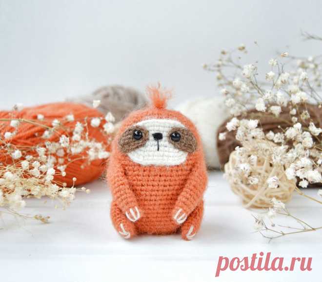 PDF Малыш Ленивец крючком. FREE crochet pattern; Аmigurumi animal patterns. Амигуруми схемы и описания на русском. Вязаные игрушки и поделки своими руками #amimore - ленивец, зверюшка, животное.