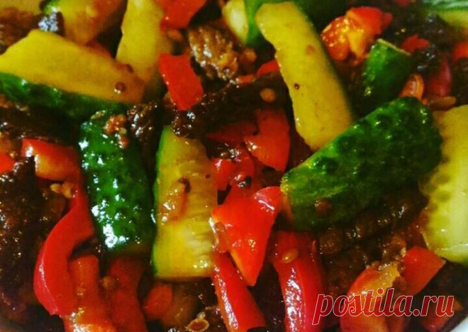 Корейский салат из огурцов и мяса - пошаговый рецепт с фото. Автор рецепта Alinchikus🏃‍♂️ . - Cookpad
