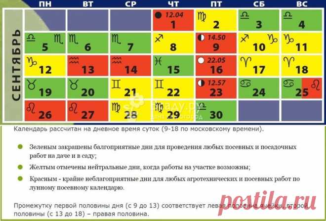 Лунный посевной календарь садовода на сентябрь 2016