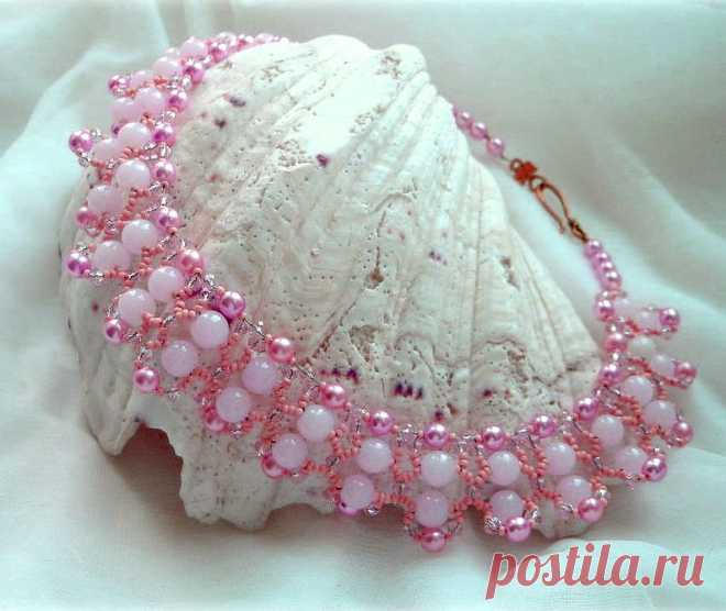 Free pattern for beaded necklace Pink Tenderness | Beads Magic