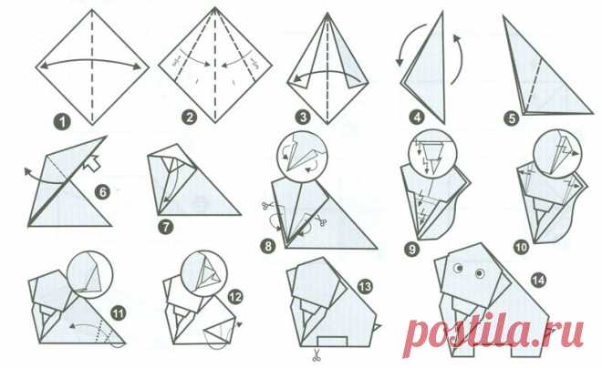 Делаем оригами животных: жираф, слон и лисичка. | chelovechki.net