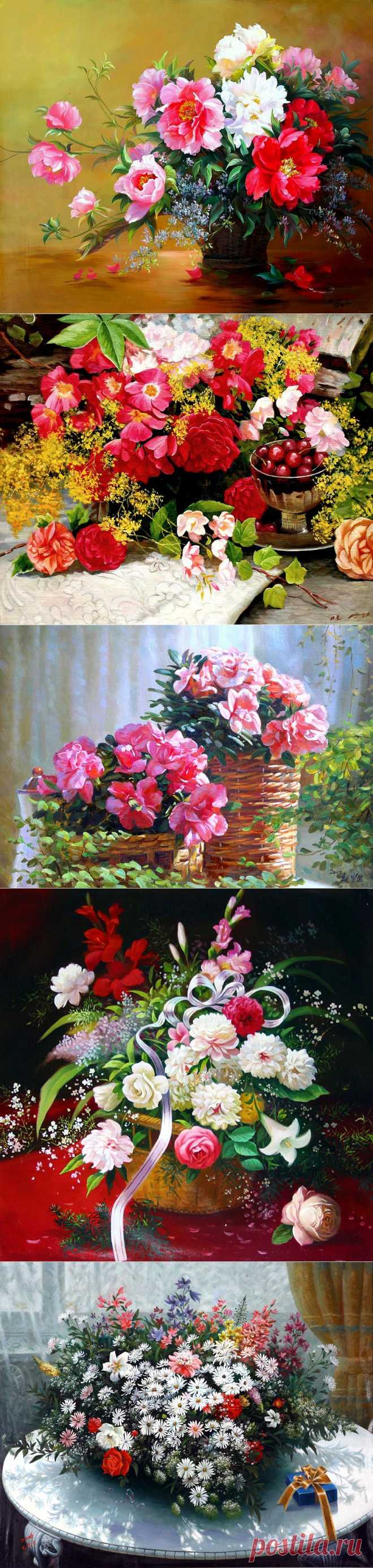 Цветы и натюрморты в живописи корейских художников | РОЗЫ