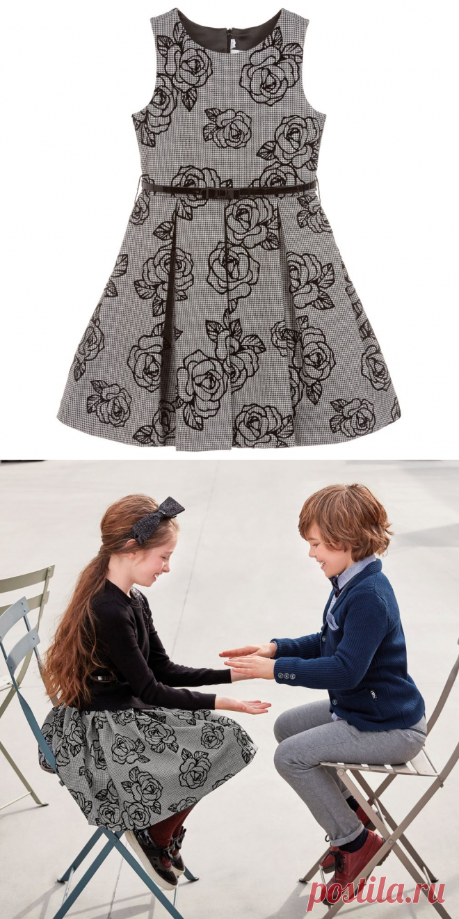 iDO Junior - Girls Black Floral Dress | Childrensalon