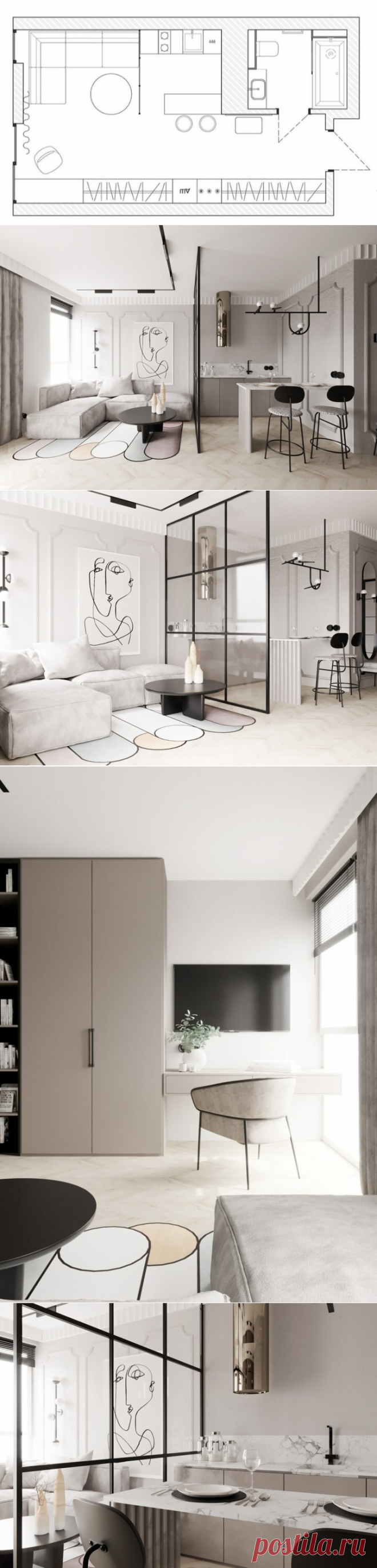 Элегантный стиль: светлый интерьер квартиры-студии площадью 30 м² | Architect Guide | Яндекс Дзен