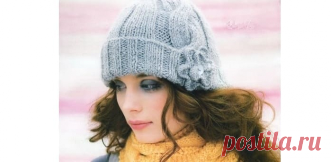 Вязаные зимние женские шапки спицами — схема и описание вязания