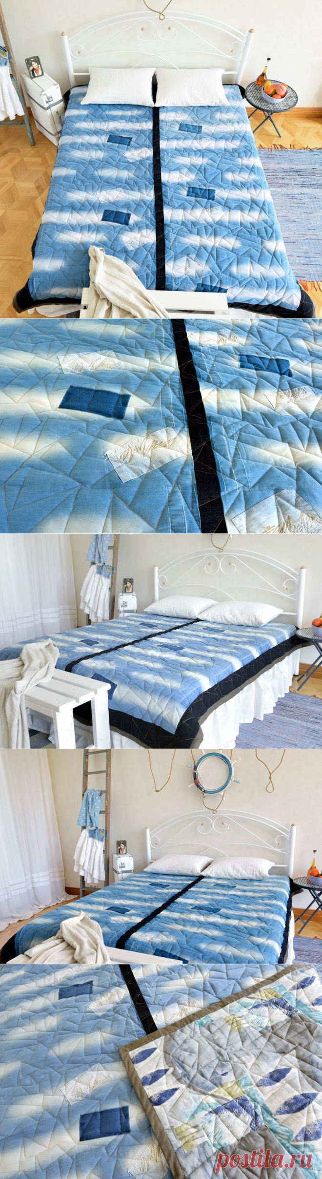 Upcycled Denim Patchwork Quilt Repurposed Jean Blanket | Etsy