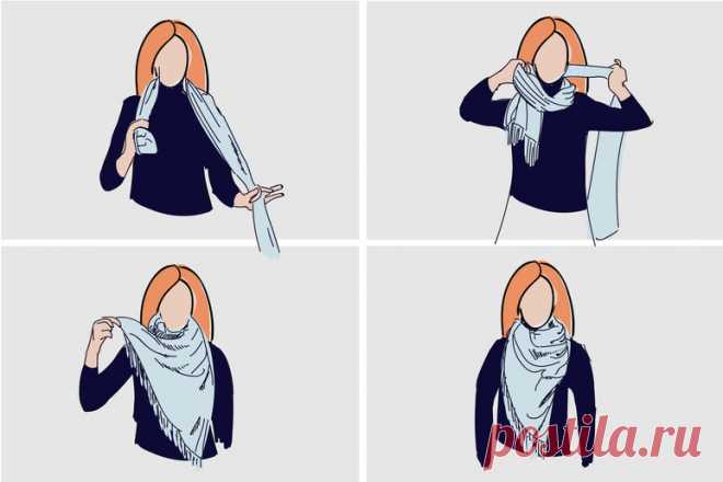 12 простых способов красиво завязать платок на шее - Калейдоскоп событий